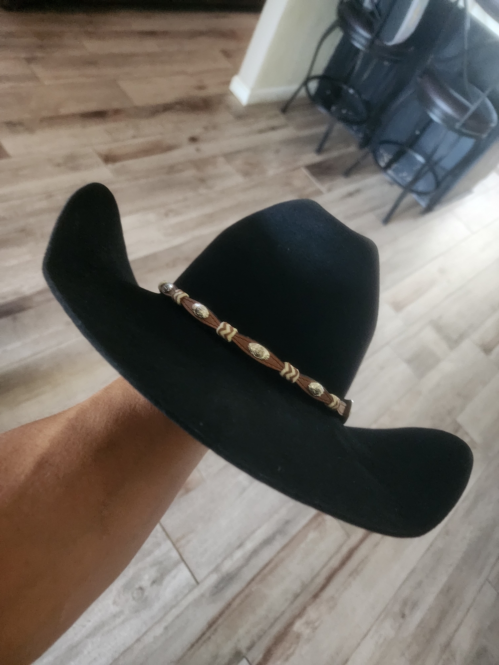 Justin Boots Black Western Felt Hat with Braided Concho Band